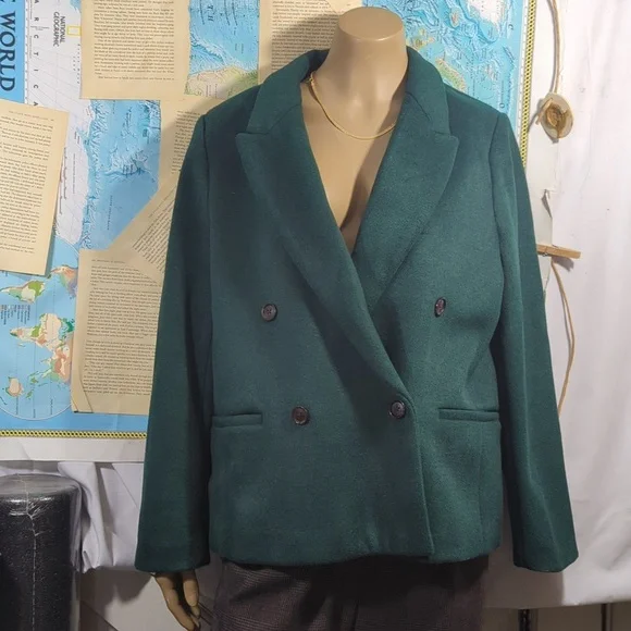 NWT Banana Republic Factory Green Brushed Double-breasted Jacket - Picture 4 of 17